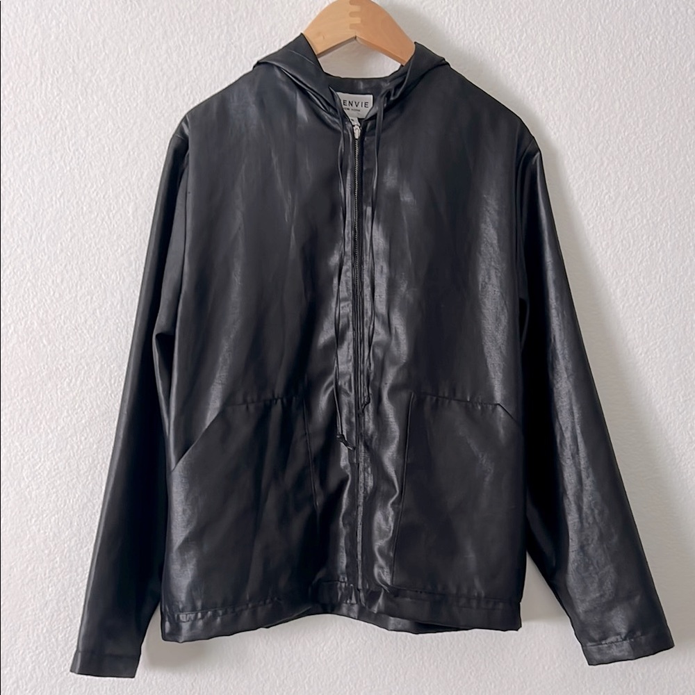 J’Envíe Black Hooded Zip Up Jacket Size 8